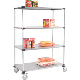 Nexel® 4 Shelf Truck Galvanized 48""W x 24""D x 69""H Polyurethane Casters 2 Brakes