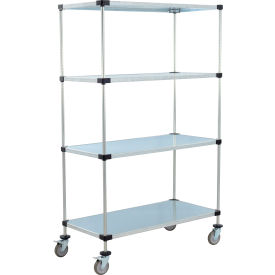 Nexel® 4 Shelf Truck Galvanized 48""W x 24""D x 80""H Polyurethane Casters 2 Brakes