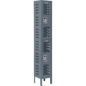 Global Industrial 493246GY Global Industrial™ Infinity® 2-Tier 2 Door Ventilated Locker, 12"W x 12"D x 78"H,Assembled image.