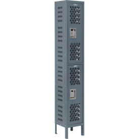 Global Industrial 493746GY Global Industrial™ Infinity® 2-Tier 2 Door Ventilated Locker, 12"Wx12"Dx78"H, Unassembled image.