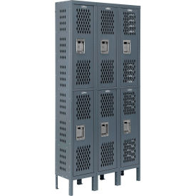Global Industrial 493249GY Global Industrial™ Infinity® 2-Tier 6 Door Ventilated Locker, 36"W x 12"D x 78"H,Assembled image.