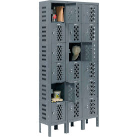 Global Industrial 493255GY Global Industrial™ Capital® 6-Tier 18 Door Ventilated Box Locker, 36"Wx12"Dx78"H,Assembled image.