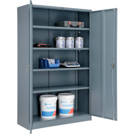 Global Industrial 493311GY Global Industrial™ Storage Cabinet, Turn Handle, 48"Wx18"Dx78"H, Gray, Unassembled image.