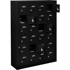Global Industrial 493332BK Global Industrial™ 6-Tier 24 Door Locker, 32-1/8"W x 10-1/8"D x 46-11/16"H, Black, Assembled image.