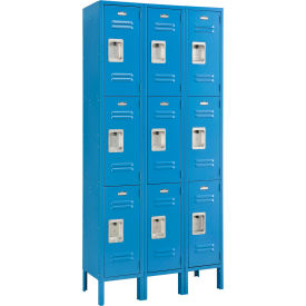 Global Industrial™ Infinity® 3-Tier 9 Door Locker 36""W x 15""D x 78""H Blue Unassembled