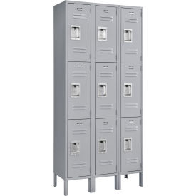 Global Industrial™ Infinity® 3-Tier 9 Door Locker 36""W x 15""D x 78""H Gray Unassembled