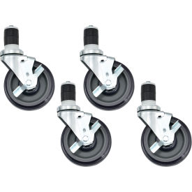 Global Industrial 493571 Caster Kit For Stainless Steel Workbenches - Set of 4 of 5" Swivel Locking Casters image.