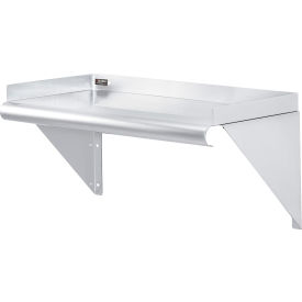 Global Industrial 493626 Global Industrial™ Wall Mount Shelf with 1-1/2" Lip 18 Gauge 430 Stainless Steel 24"W x 12"D image.