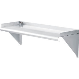 Global Industrial 493627 Global Industrial™ Wall Mount Shelf with 1-1/2" Lip 18 Gauge 430 Stainless Steel 36"W x 12"D image.