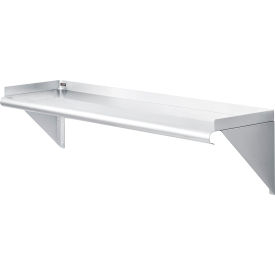 Global Industrial 493628 Global Industrial™ Wall Mount Shelf with 1-1/2" Lip 18 Gauge 430 Stainless Steel 48"W x 12"D image.