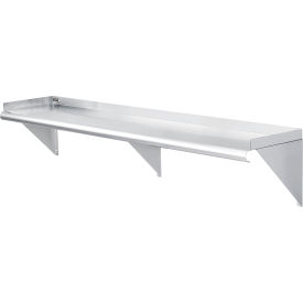 Global Industrial 493629 Global Industrial™ Wall Mount Shelf with 1-1/2" Lip 18 Gauge 430 Stainless Steel 60"W x 12"D image.