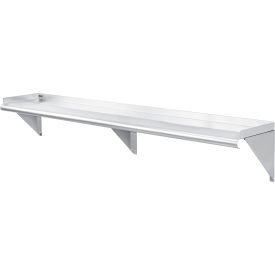 Global Industrial 493630 Global Industrial™ Wall Mount Shelf with 1-1/2" Lip 18 Gauge 430 Stainless Steel 72"W x 12"D image.