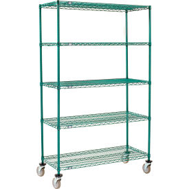 Nexel® 5 Shelf Truck Poly-Green® 36""W x 18""D x 60""H Polyurethane Swivel Casters