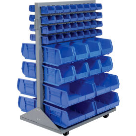 Global Industrial 500164BL Global Industrial™ Mobile Double Sided Floor Rack - 88 Blue Stacking Bins 36 x 54 image.