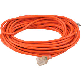Global Industrial 500794 Global Industrial™ 50 Ft. Outdoor Extension Cord w/ Lighted Plug, 16/3 Ga, 13A, Orange image.