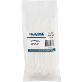 Global Industrial 501745 Global Industrial™ 6" Cable Ties, Natural w/UV, 40 lb, 100 pack image.