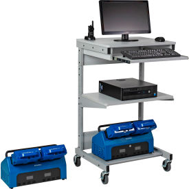 Global Industrial™ Mobile Powered Computer Cart w/4 Swappable LiFePO4 Batteries