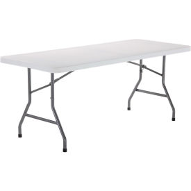 Global Industrial 506750 Interion® Plastic Folding Table, 30" x 72", White image.