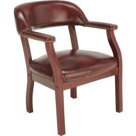 Boss Office Products B9540-BY Boss Conference Chair with Arms - Vinyl - Burgundy image.