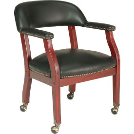Boss Office Products B9545-BK Boss Conference Chair with Arms and Casters - Vinyl - Black image.