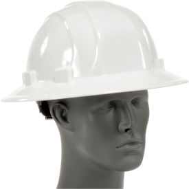 Erb Industries Inc 19911 ERB™ Omega II Full Brim Hard Hat, 6-Point Mega Ratchet Suspension, White image.