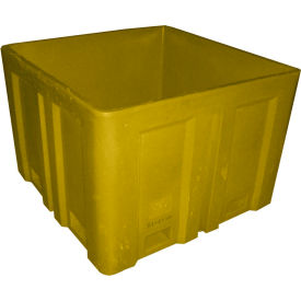 CR Daniels  Dandux 51-2118YL Dandux Forkliftable Double Wall Skid Bulk Container 51-2118YL - 44" x 44" x 31-1/2", Yellow image.