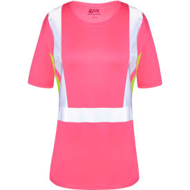 GSS Safety Non-ANSI Lady Short Sleeve T-shirt Pink with Lime Side-SM
