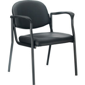 Global Industrial 516129BK-AM Interion® Antimicrobial Synthetic Leather Guest Chair With Arms, Black image.