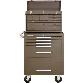 Global Industrial 534722 Kennedy® 275XB & 52611B 27"W X 18"D X 53"H 16 Drawer Roller Cabinet & Machinest Chest Combo image.