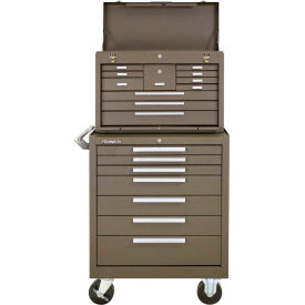 Global Industrial 534724 Kennedy® 277XB & 3611B 27"W X 18"D X53-7/8"H 18 Drawer Roller Cabinet & Machinest Chest Combo image.