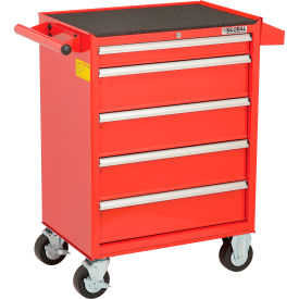 Global Industrial 535361 Global Industrial™ 26-3/8" x 18-1/8" x 37-13/16"  5 Drawer Red Roller Tool Cabinet  image.
