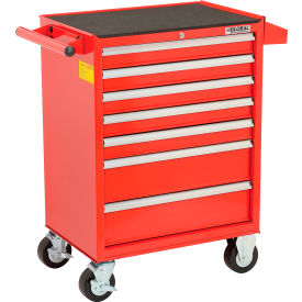 Global Industrial 535363 Global Industrial™ 26-3/8" x 18-1/8" x 37-13/16" 7 Drawer Red Roller Cabinet image.