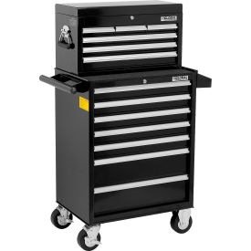 Global Industrial 535488 Global Industrial™ 26-3/8 x 18-1/8" x 52-9/16" 13 Drawer Black Roller Cabinet & Chest Combo  image.