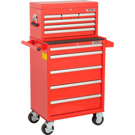 Global Industrial 535489 Global Industrial™ 26-3/8 x 18-1/8" x 52-9/16" 11 Drawer Red Roller Cabinet & Chest Combo  image.