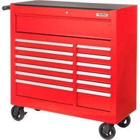 Global Industrial 535653 Global Industrial™ Roller Tool Cabinet, 13 Drawers, 42-3/8"W x 18"D x 38-5/8"H, Red image.