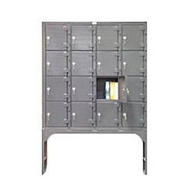 Strong Hold Products 54-16D-120CL StrongHold® 16 Person Heavy Duty Cell Storage Locker, 58"W x 12"D x 84-1/4"H, Gray, All-Welded image.