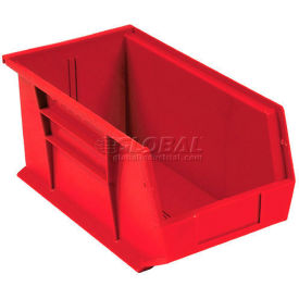 Global Industrial 269689RD Global Industrial™ Plastic Stack & Hang Bin, 5-1/2"W x 14-3/4"D x 5"H, Red image.