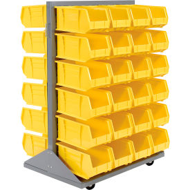 Global Industrial 550180YL Global Industrial™ Double Sided Mobile Floor Rack w/ 48(F) Yellow Bins, 36"W x 25-1/2"D x 55"H image.