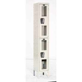 Hallowell USV1258-2A-PT Hallowell® 2-Tier 2 Door Safety-View Locker, 12"W x 15"D x 78"H, Tan, Assembled image.