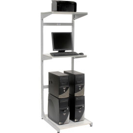 Global Industrial 579316 Global Industrial™ 24" Computer Server Station, 24"W x 30"D x 74"H, Gray, Unassembled image.