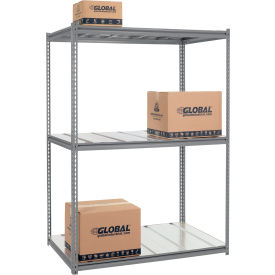 Global Industrial 3 Shelf Extra Heavy Duty Boltless Shelving Z Beam Starter 60Wx24Dx60H Steel Deck