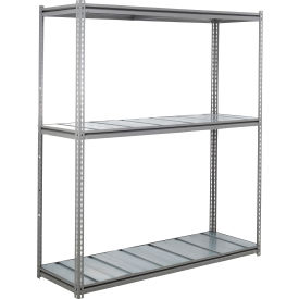 Global Industrial 3 Shelf Standard Duty Boltless Shelving Z Beam Starter 96Wx24Dx60H Steel Deck
