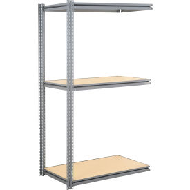 Global Industrial 3 Shelf Heavy Duty Boltless Shelving Z Beam Add On 48Wx24Dx84H Wood Deck