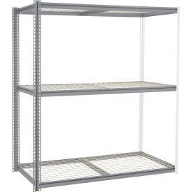 Global Industrial 581064GY Global Industrial 3 Shelf, High Cap Boltless Shelving, Add On, 72"W x 24"D x 60"H, Wire Deck image.