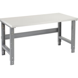 Global Industrial 601421 Global Industrial™ Adjustable Height Workbench, 60 x 30", Laminate Square Edge, Gray image.