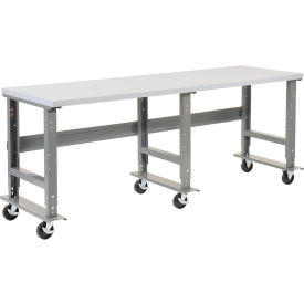 Global Industrial 601431A Global Industrial™ Extra Long Mobile Workbench, 96x36", Adjustable Height, Laminate Square Edge image.