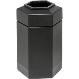 Dci  Marketing 737101 PolyTec™ Open Top Hex Waste Container, Black, 30-Gallon image.