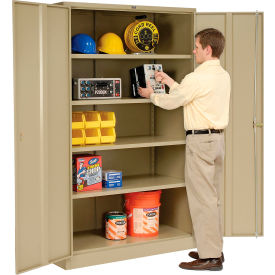 Global Industrial 493311TN Global Industrial™ Storage Cabinet, Turn Handle, 48"Wx18"Dx78"H, Tan, Unassembled image.