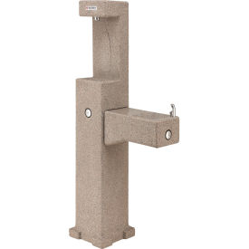 Global Industrial 603601 Global Industrial™ Outdoor Drinking Fountain with Bottle Filler, Rotocast Granite Finish image.