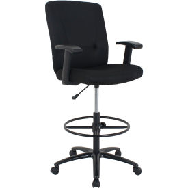 Global Industrial 695507 Interion® Big and Tall Stool - Fabric Mesh - Mid Back - Black image.